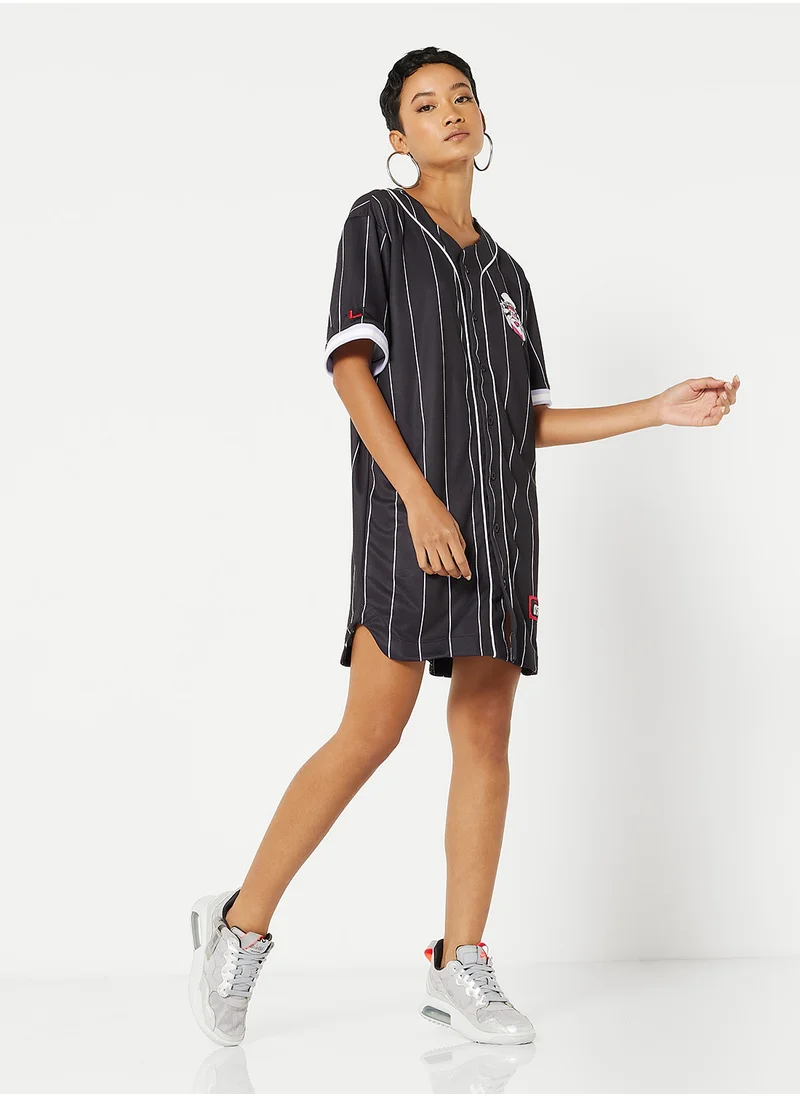 FUBU Varsity Patch Pinstripe Baseball Dress