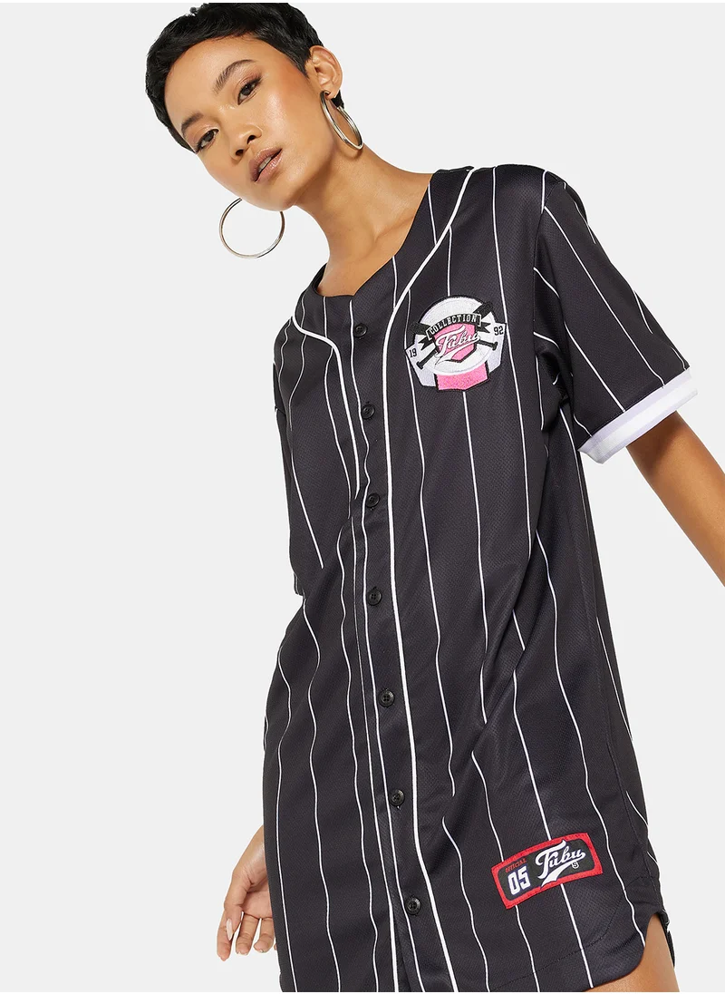 FUBU Varsity Patch Pinstripe Baseball Dress