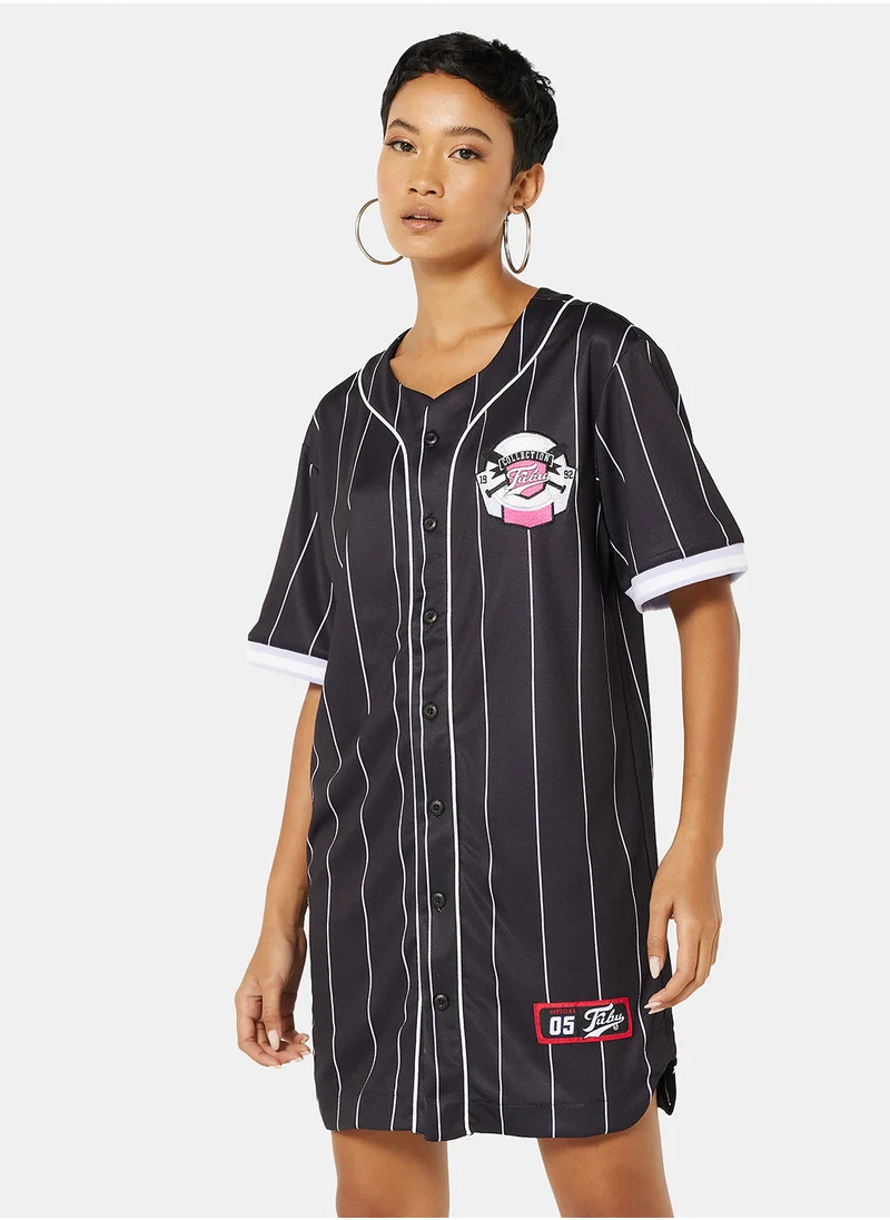 FUBU Varsity Patch Pinstripe Baseball Dress