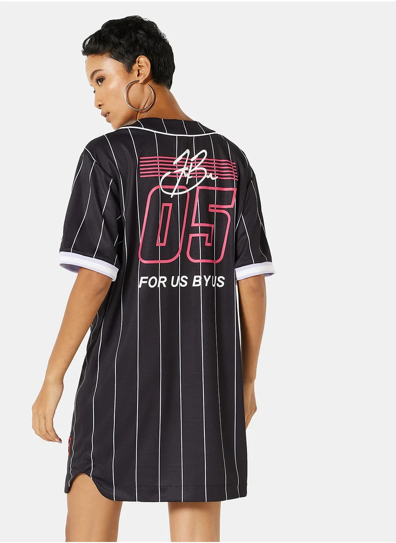 FUBU Varsity Patch Pinstripe Baseball Dress