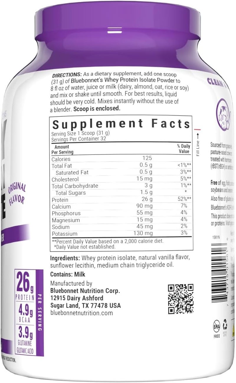 BLUE BONNET WHEY PROTEIN ORIGNAL 2.2 LB - Image 2