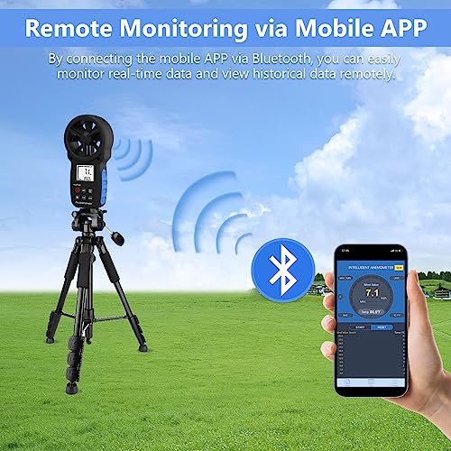 H HOLDPEAK HoldPeak Handheld Anemometer Bluetooth Digital Wind Speed Gauge Meter Air Flow Velocity Temperature CFM Measuring Device for HVAC Outdoor Sailing Shooting Golf 866BAPP - Image 3