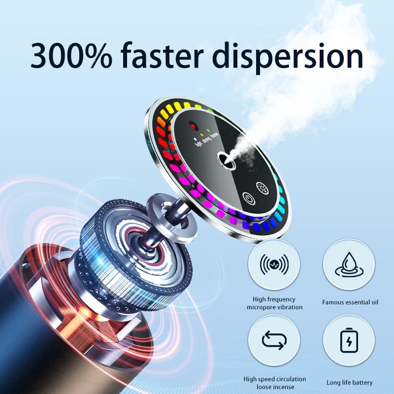 7JI Smart Car Air Freshener, Car Fragrance Diffuser with Starry Sky Projection, Rechargeable Cars Aroma Diffuser, Without Perfume (Gray) - Image 2