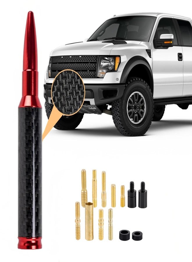 هوائي FirFiltr المصنوع من ألياف الكربون عيار 50، مناسب لسيارات GMC Sierra وChevy Silverado 1500 وDodge Ram وJeep وFord Raptor وBronco، ملحقات، هوائي شاحنة عالمي (أحمر + ألياف كربونية) - Image 1