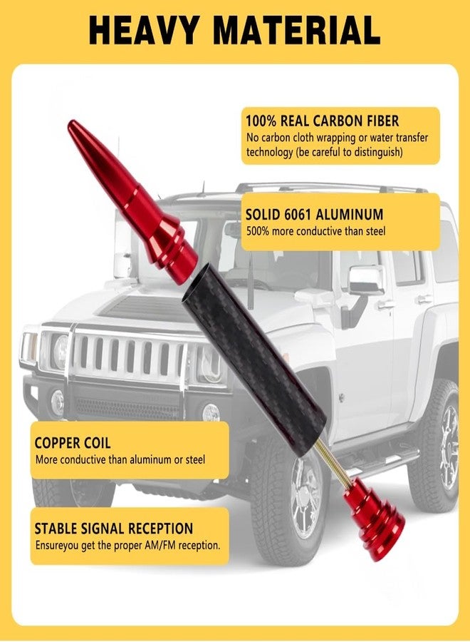 هوائي FirFiltr المصنوع من ألياف الكربون عيار 50، مناسب لسيارات GMC Sierra وChevy Silverado 1500 وDodge Ram وJeep وFord Raptor وBronco، ملحقات، هوائي شاحنة عالمي (أحمر + ألياف كربونية) - Image 3
