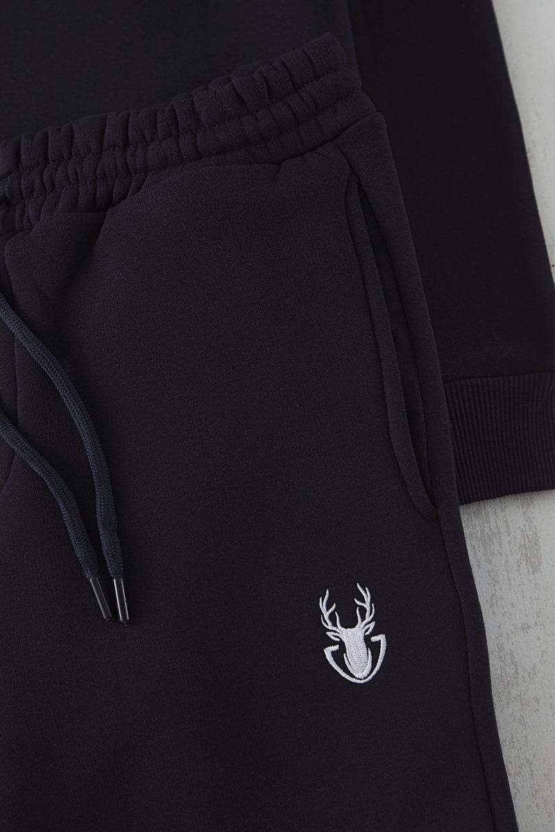trendyol Navy Blue Oversized / Wide Cut Deer Embroidered Knitted Tracksuit Set - Image 5
