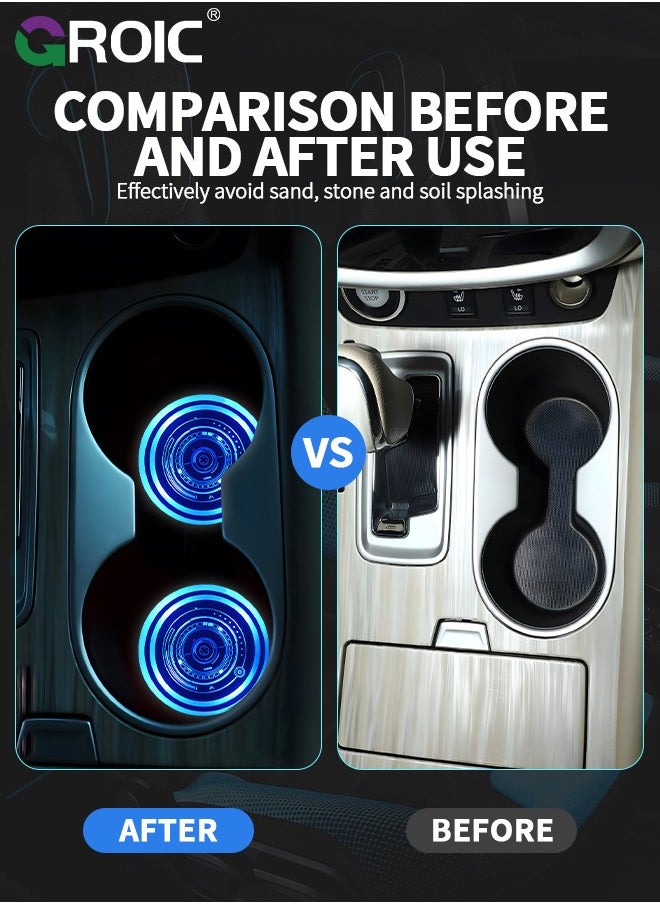 GROIC 2PCS Led Cup Holder Lights, 7 Color Changing Luminous Car Coasters Light Up Cup Holder Insert with USB Charging, Waterproof Car LED Cup Mat Pad Car Interior Accessories  - Image 2