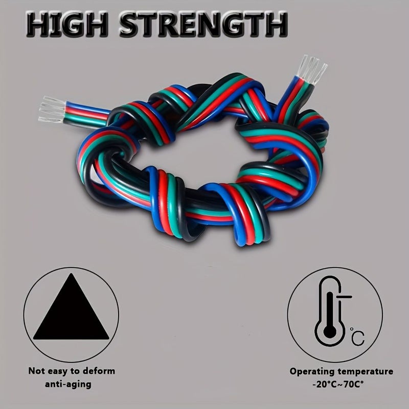22AWG 4 Pin RGB Extension Cable 50Ft 15M Tinned Copper Wire for 3528 5050 LED Strip - Image 5