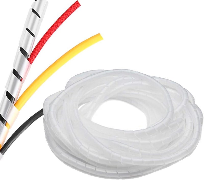 Allwin Spiral Cable Wrap - 45 Ft 1/4" Spiral Wire Wrap Cord Covers Bundle Sleeve Hose for Computer Electrical Wire Organizer-White (1/4 Inch-45Ft) - Image 1