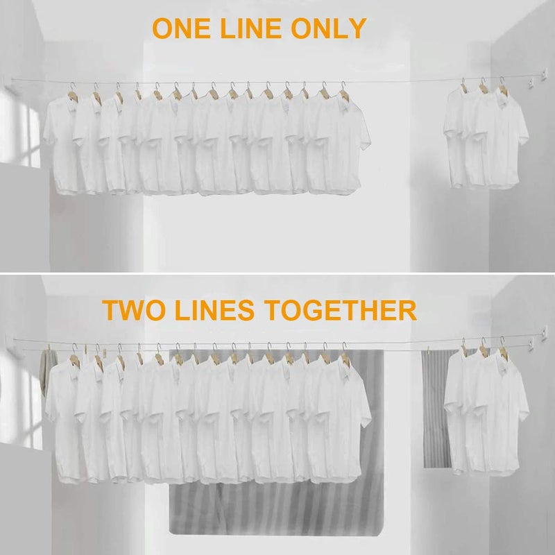 BESy Retractable Clothesline ABS case+Aluminum Dryer with Adjustable Stainless Steel Double Rope String Hotel Style Heavy Duty,Wall Mounted Method, 13.8 Feets,White - Image 4