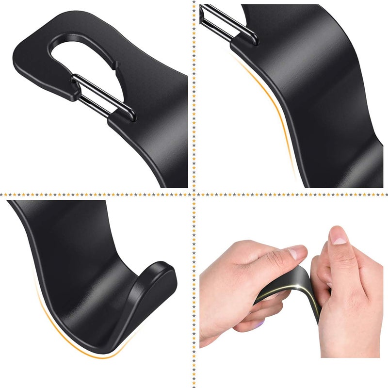 ELDHUS 4-Pack Headrest Hooks Hanger Bag Holder for Car Seat - Image 5
