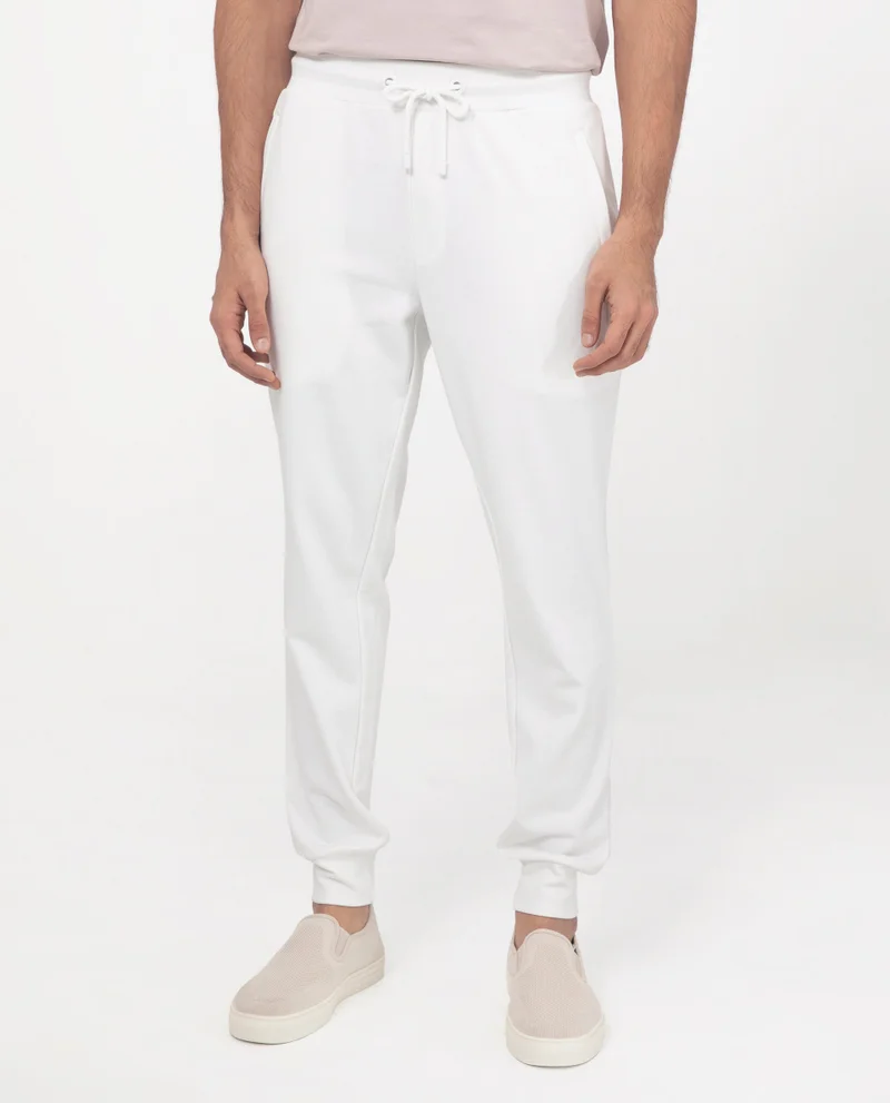 Rare Rabbit Rare Rabbit Men's Toyo Off White Cotton Polyester Fabric Drawstring Closure Regular Fit Mid Rise Trackpant
