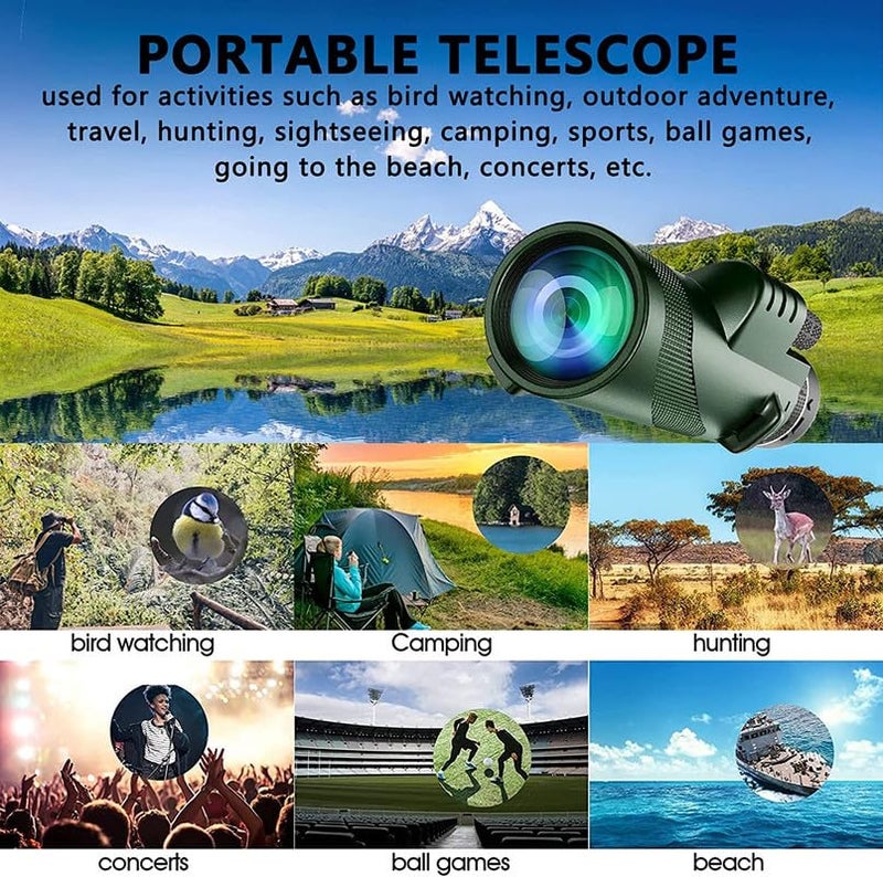 PhysioPhyx 80x100 HD Monocular for Adults High Powered with Smartphone Adapter & Tripod, Monocular-Telescope with BAK4 Prism for Bird Watching, Hunting, Hiking, Outdoor Camping, Travel, Wildlife  - Image 3