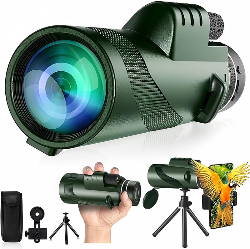 PhysioPhyx 80x100 HD Monocular for Adults High Powered with Smartphone Adapter & Tripod, Monocular-Telescope with BAK4 Prism for Bird Watching, Hunting, Hiking, Outdoor Camping, Travel, Wildlife  - Image 1