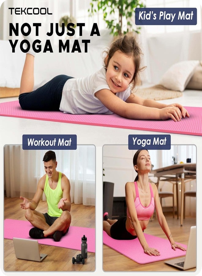 TEKCOOL Ethylene Vinyl Acetate Yoga Mats for Women Yoga Mat for Men Exercise Mat for Home Workout Gym Mat Anti Slip Yoga Mat 6Mm Workout Mat Yoga Mat for Kids Yoga Mate Gym Mats - Pink. - Image 3