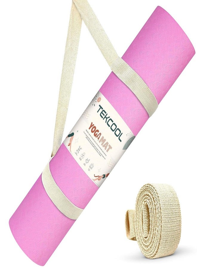 TEKCOOL Ethylene Vinyl Acetate Yoga Mats for Women Yoga Mat for Men Exercise Mat for Home Workout Gym Mat Anti Slip Yoga Mat 6Mm Workout Mat Yoga Mat for Kids Yoga Mate Gym Mats - Pink. - Image 1