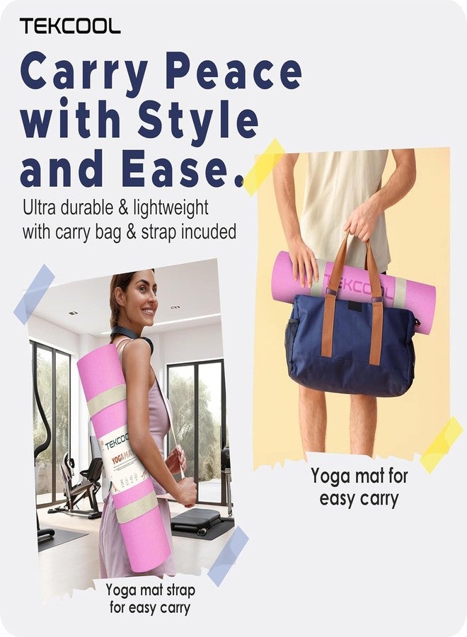 TEKCOOL Ethylene Vinyl Acetate Yoga Mats for Women Yoga Mat for Men Exercise Mat for Home Workout Gym Mat Anti Slip Yoga Mat 6Mm Workout Mat Yoga Mat for Kids Yoga Mate Gym Mats - Pink. - Image 4