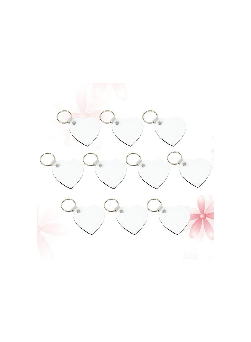 GGOOT 10pcs Heart Blank Keychains Sublimation Keychains for Heat Transfer White - Image 2