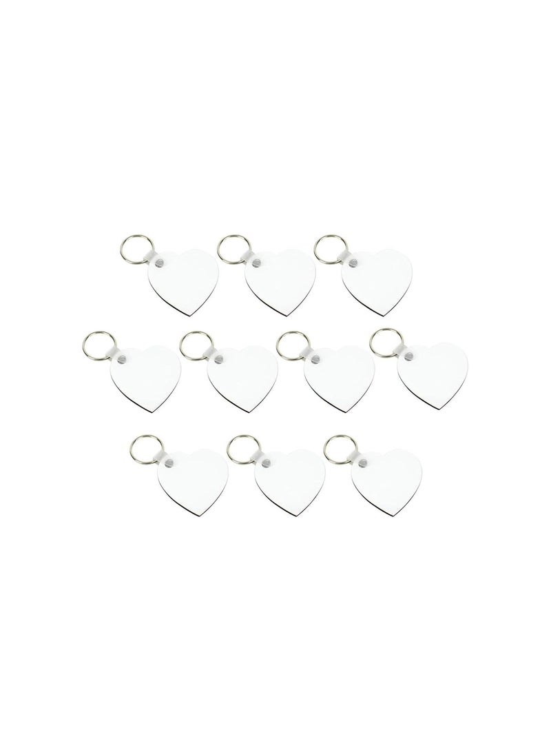 GGOOT 10pcs Heart Blank Keychains Sublimation Keychains for Heat Transfer White - Image 1