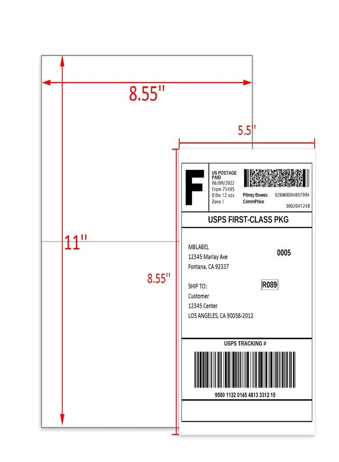 MBLABEL Half Sheet Shipping Labels, 8.5" x 5.5" Address Labels, Half Sheet Self Adhesive Mailing Labels for Laser & Inkjet Printers (100 Sheets, 200 Labels) - Image 4
