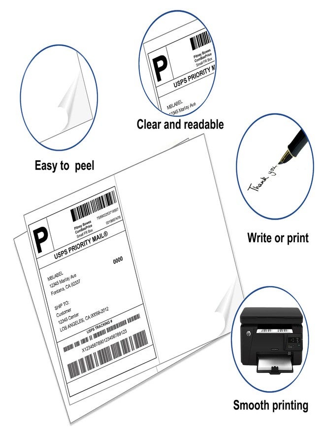 MBLABEL Half Sheet Shipping Labels, 8.5" x 5.5" Address Labels, Half Sheet Self Adhesive Mailing Labels for Laser & Inkjet Printers (100 Sheets, 200 Labels) - Image 3