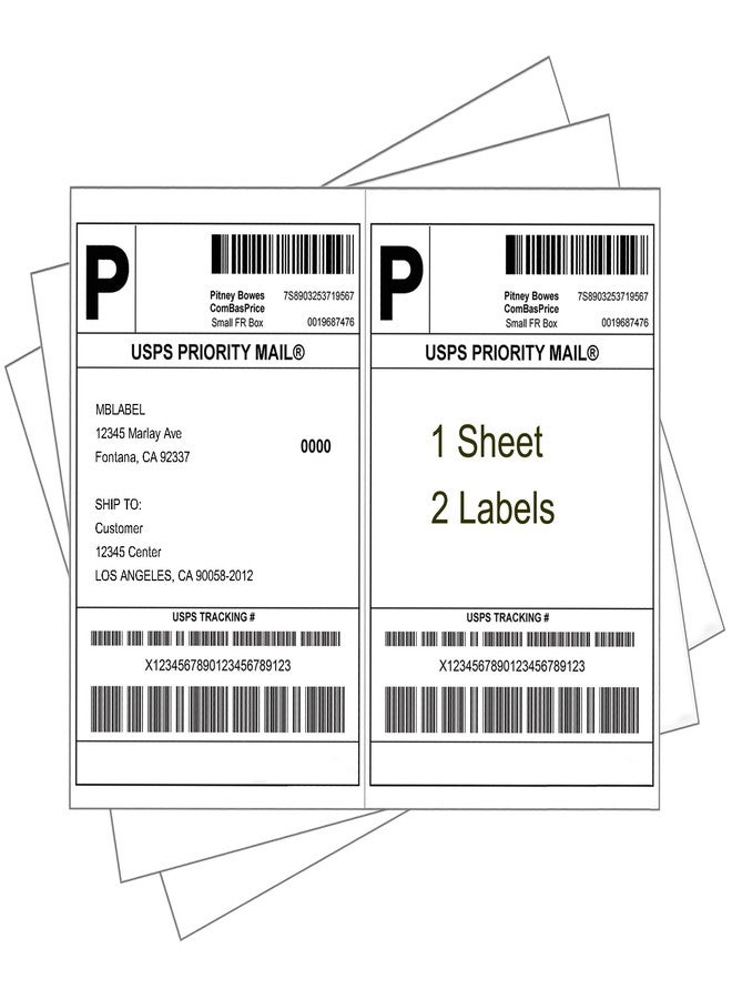 MBLABEL Half Sheet Shipping Labels, 8.5" x 5.5" Address Labels, Half Sheet Self Adhesive Mailing Labels for Laser & Inkjet Printers (100 Sheets, 200 Labels) - Image 2