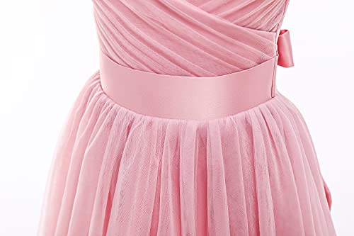 Glamulice Dusty Rose Flower Girl Dress Lace Bridesmaid Long A Line Wedding Pageant Dresses 8 Dusty Pink Tulle Spaghetti Strap Kids Formal Dance Communion Ball Gown Elegant Evening Party Prom Gown Gala - Image 5