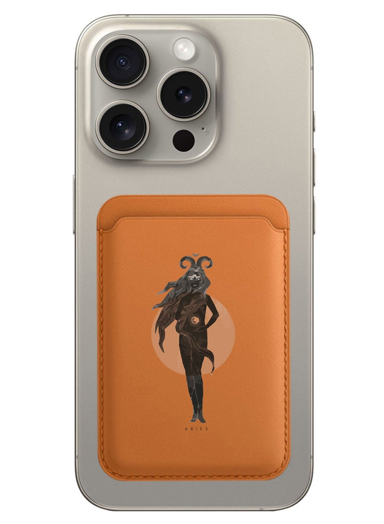 Theodor Magnetic Wallet, Compatible with MagSafe Wallet, for iPhone Wallet, for iPhone 16/15/14/13/12 Series, Not for iPhone 13/12 mini, 3 Card Holder, Vegan Leather, Brown - aries - Image 1