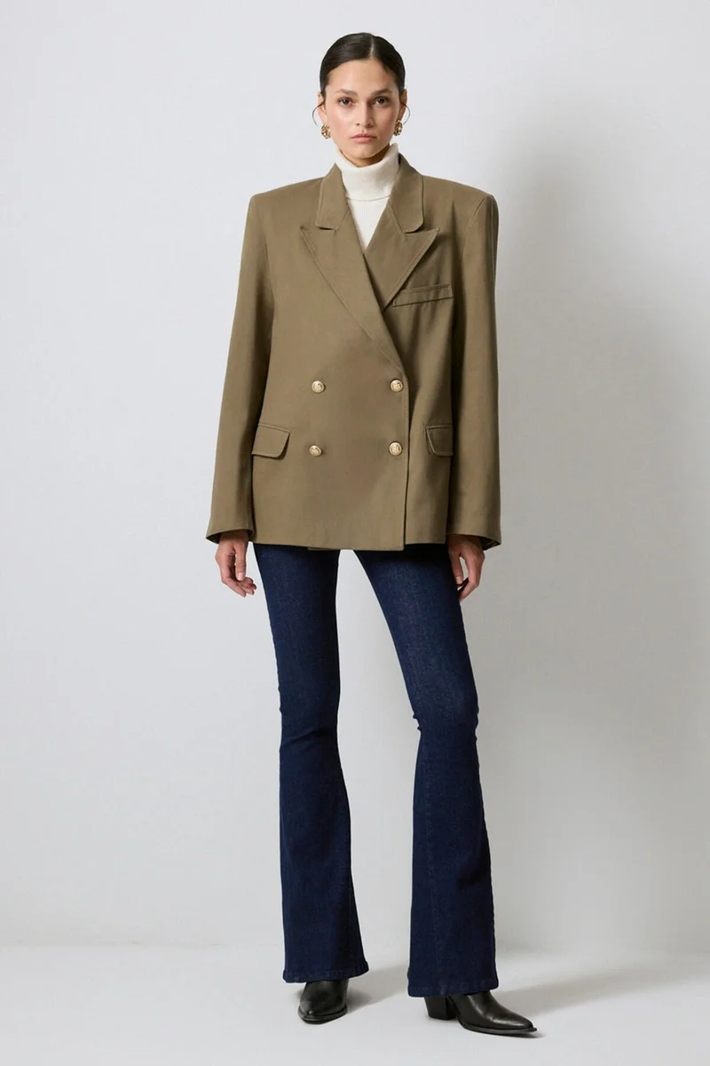 Touche Gold Buttoned Double Breasted Blazer Jacket