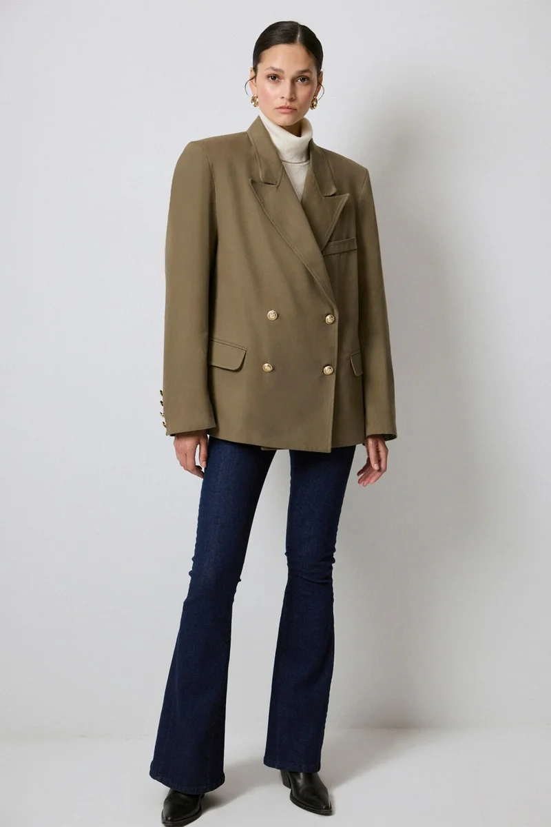 Touche Gold Buttoned Double Breasted Blazer Jacket