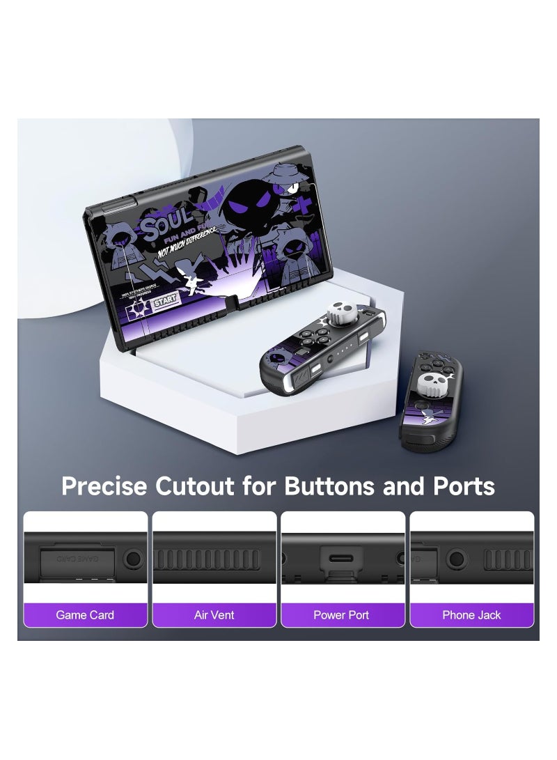 Case for Nintendo Switch OLED 2021 Ergonomic Comfort Grip TPU Hard Case with 2 Thumb G rip Caps Hard Protective Case Protective Shell Slim Cover Case - Image 3