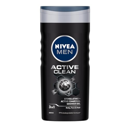 Nivea غسول شعر ووجه وجسم نيفيا للرجال، جل استحمام نشط، 250 مل - Image 1