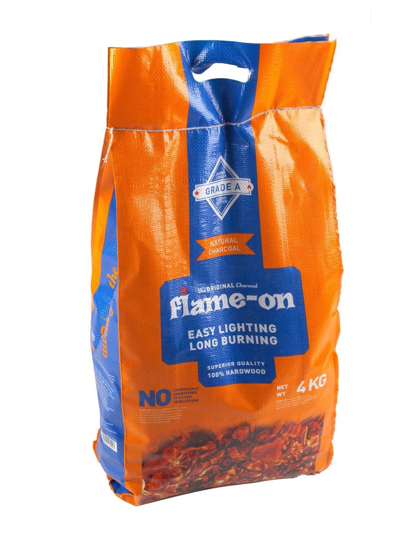 Flame-on Superior Quality Grade A Natural Hardwood Barbeque BBQ Charcoal 4 Kg - Image 2