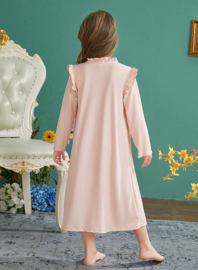 تايك تو قميص نوم بأكمام طويلة ورقبة مكشكشة