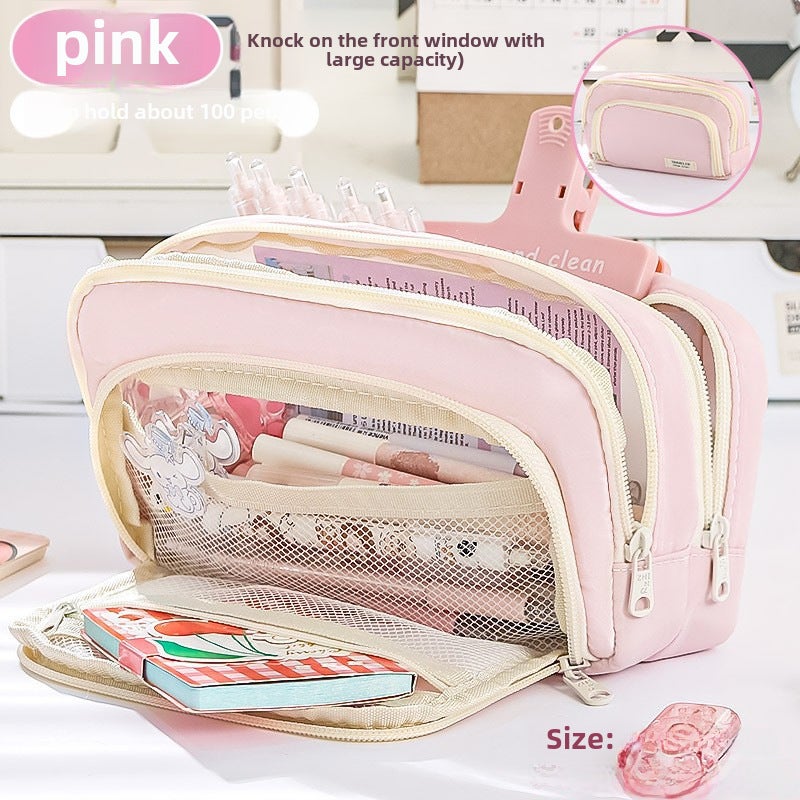 New Simple Japanese Style Stationery Bag Pink