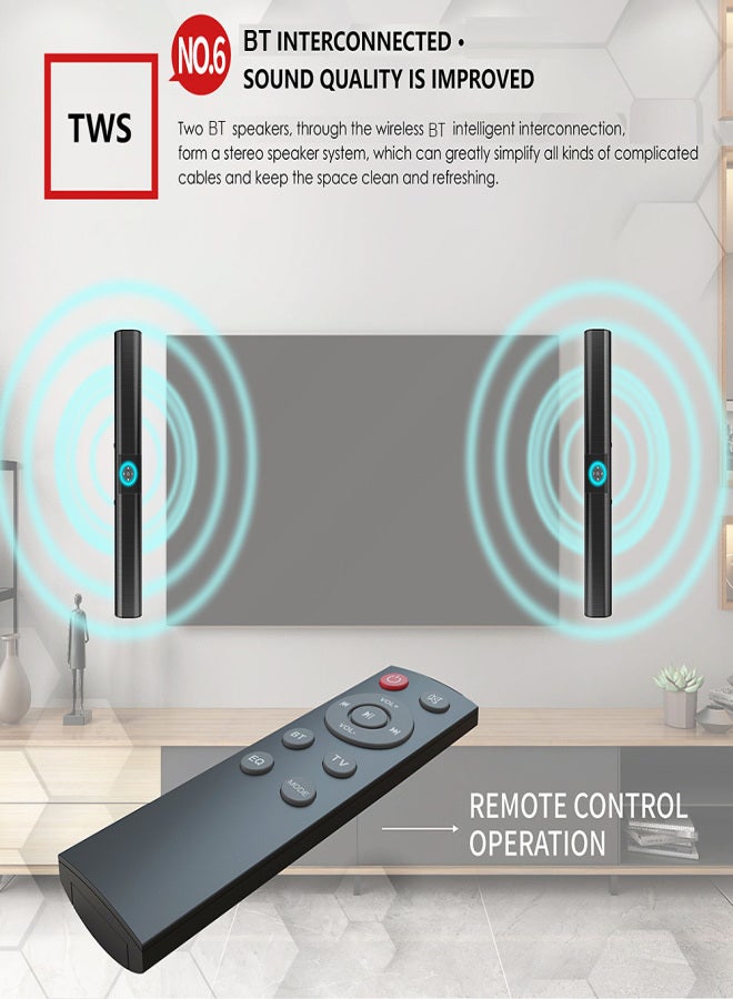 BS-20 BT Wireless Speaker Soundbar 2000mAh Rechargeable Battery Support TF USB AUX RCA Player FM MP3 HiFi Stereo Speaker Audio Sound Deep Bass Wireless Device with RGB Light for Home - Image 3