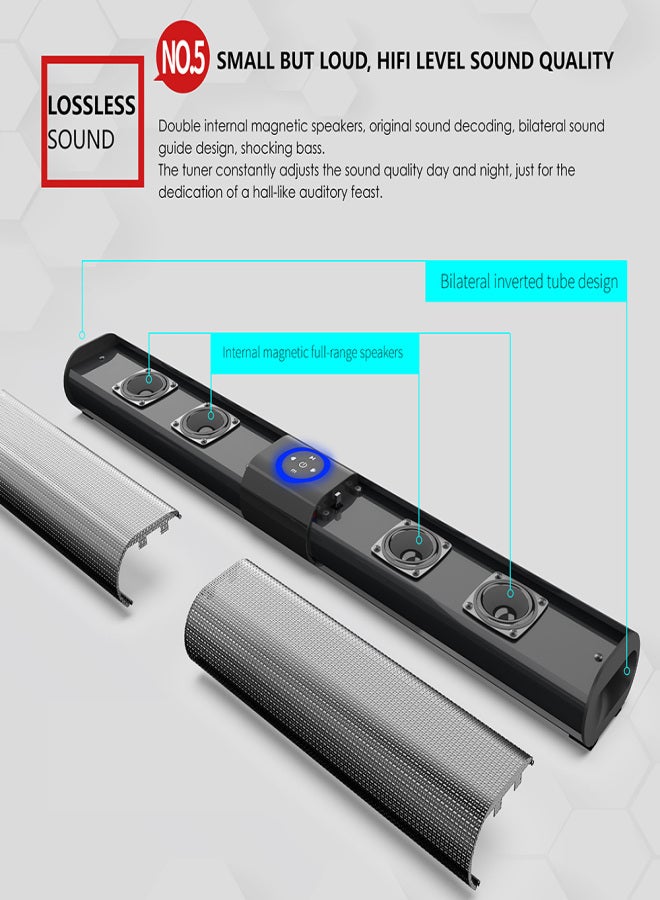 BS-20 BT Wireless Speaker Soundbar 2000mAh Rechargeable Battery Support TF USB AUX RCA Player FM MP3 HiFi Stereo Speaker Audio Sound Deep Bass Wireless Device with RGB Light for Home - Image 4