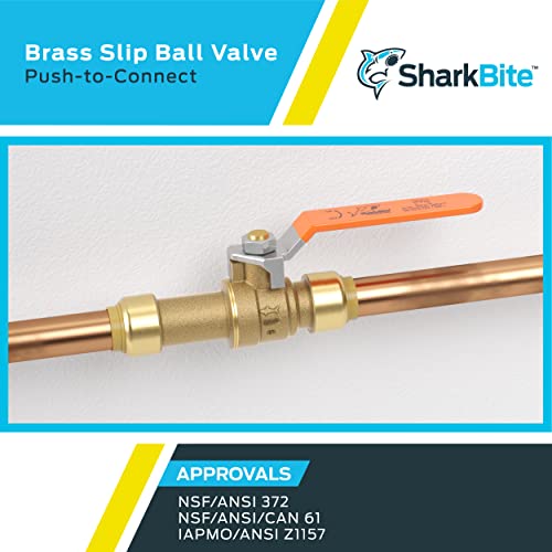 SharkBite 1/2 Inch Slip Ball Valve, Push to Connect Brass Plumbing Fitting, PEX Pipe, Copper, CPVC, PE-RT, HDPE, 24735LF - Image 5