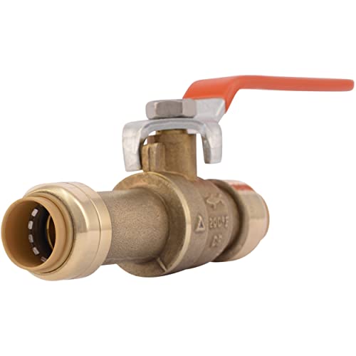 SharkBite 1/2 Inch Slip Ball Valve, Push to Connect Brass Plumbing Fitting, PEX Pipe, Copper, CPVC, PE-RT, HDPE, 24735LF - Image 1