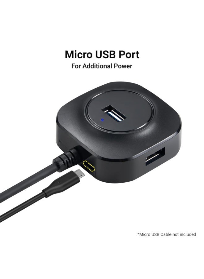 USB Hub 4 Port USB with micro b port for power input High-Speed Data Splitter for Laptop Computer Phone and Tablet Compact - Image 4
