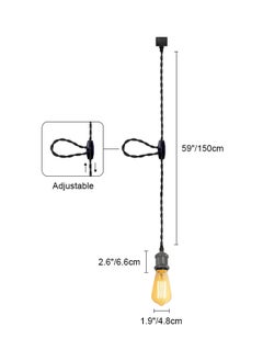 Kiven 59 inches Cord Adjustable H Type Black Track Lighting Pendant with E26 Socket for Dining Table (Bulb Not Included) - Set of 3  - Image 3