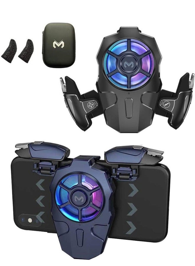 ميمو PUBG Mobile Triggers with cooling fan,PUBG Mobile Phone Game Controller with cooler for PUBG/Fortnite/Call of Duty, with Rgb Light, for Android and iOS Phone - Image 1