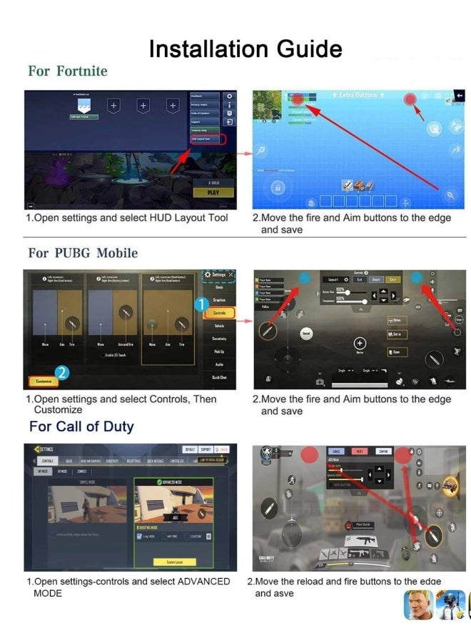 ميمو PUBG Mobile Triggers with cooling fan,PUBG Mobile Phone Game Controller with cooler for PUBG/Fortnite/Call of Duty, with Rgb Light, for Android and iOS Phone - Image 5