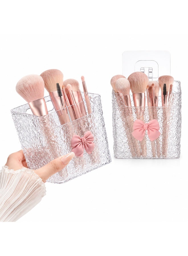Wall Mounted Makeup Brush Holder with Strong Adhesive Wall Mount, Clear Cosmetic Organizer Storage Box for Makeup Brushes, Beauty Accessories, Vanity, Bathroom and Bedroom - Image 3