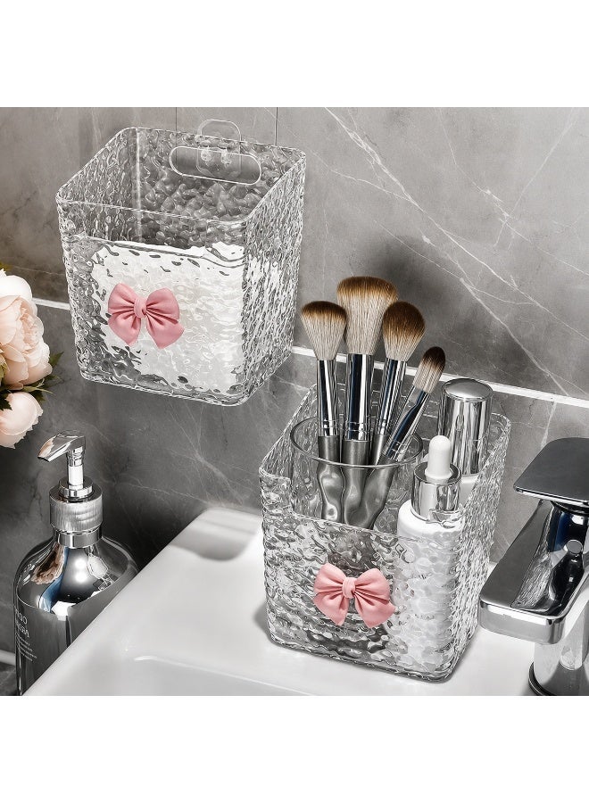 Wall Mounted Makeup Brush Holder with Strong Adhesive Wall Mount, Clear Cosmetic Organizer Storage Box for Makeup Brushes, Beauty Accessories, Vanity, Bathroom and Bedroom - Image 2