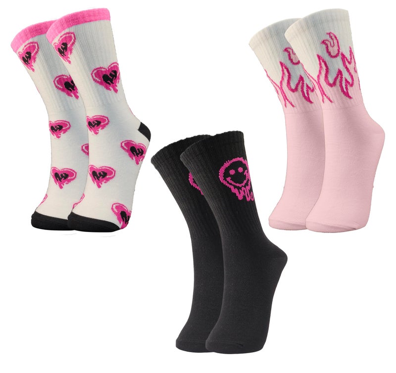 TRAZO Cotton Blend Women's Calf Length Knitted Multicolor, Multi-Purpose Socks|Socks For Women (Pack Of 3) - Image 1
