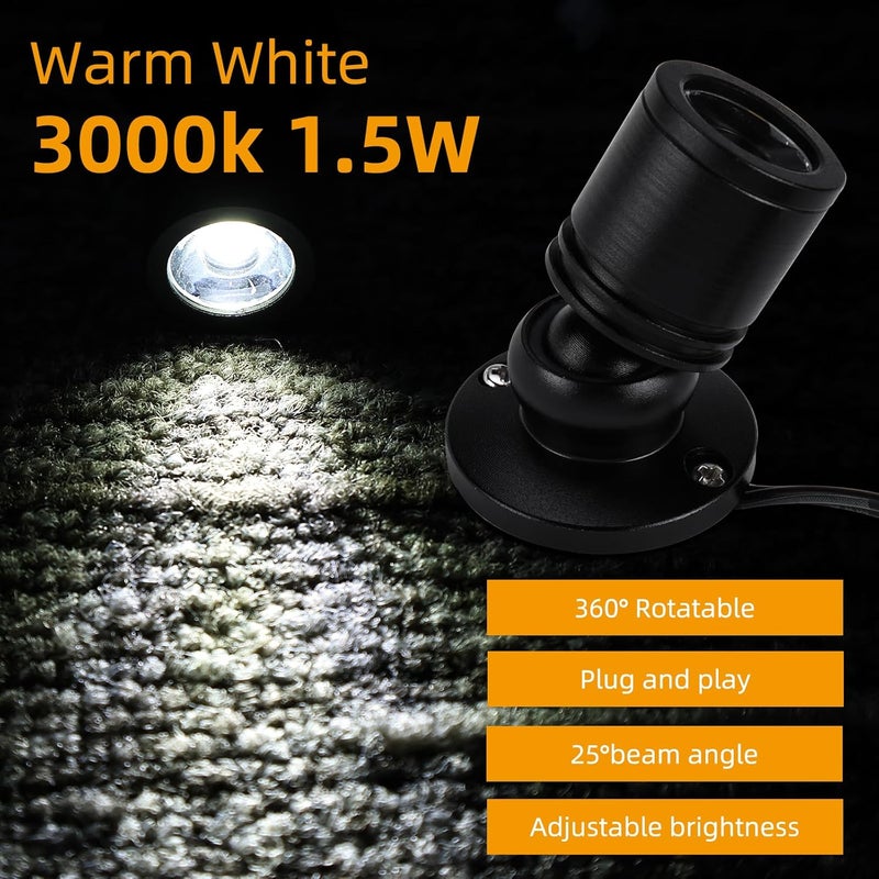 YaeCCC Dimmable LED Mini Spotlight Jewelry Showcase Display Lights Black Shell Surface Mount (Pack-4,Daylight 6400k) - Image 5