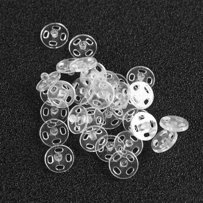 klarako Plastic Snap Fasteners Buttons Clear Invisible Sewing on Snap Fasteners Press Stud Buttons for Bibs Diapers Crafts Shirts Clothing 100pcs (13mm) - Image 3