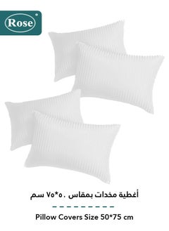 Rose ROSE Luxurious Striped Hotel Comforter, Premium Microfiber, Set of 6 pieces, Soft Lightweight, King size 260x240 cm, White  - Image 5