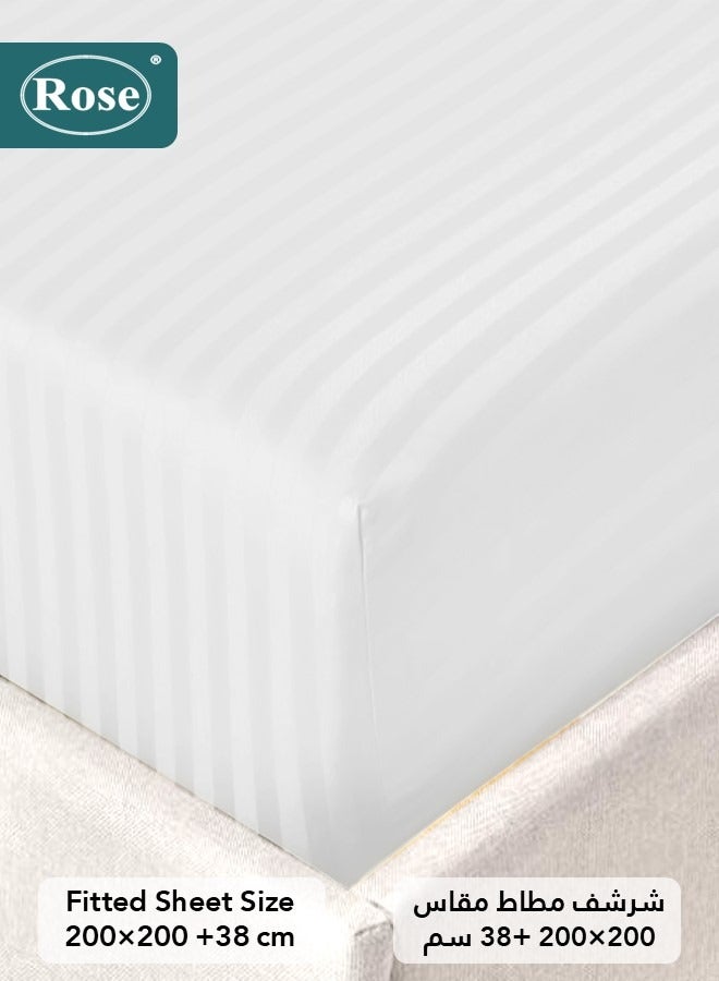 Rose Hotel Striped Comforter Set, Premium Microfiber, 6 Pieces, Fits 200x200 cm Double Size Bed, Breathable Soft Cooling, King Size Comforter, White - Image 4